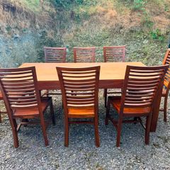 Solid African Hardwood Dining Table & 8 Chairs