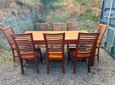 Solid African Hardwood Dining Table & 8 Chairs