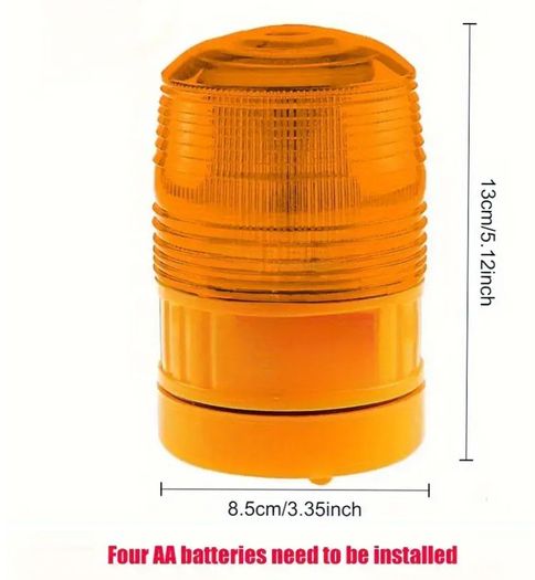 red yellow LED light, battery-powered magnetic safety light,