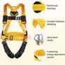 Fall Protection Safety Harness with Dual Lanyard and Double Hooks, Adjustable Full Body Harness for Men, Construction, Climbing, Roofing, Exterior Work, Max Load 100kg, EN 361/354/355 Certified Image 5