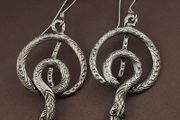 Vintage Snake Brass Earrings Long Dangle Statement Jewelry for Boho &amp; Tribal Style