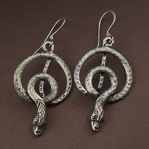 Vintage Snake Brass Earrings Long Dangle Statement Jewelry for Boho & Tribal Style