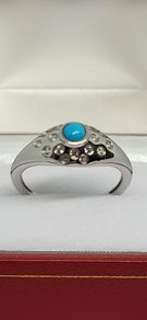Sterling silver Arizona Sleeping Beauty Turquoise and Natural Zircon Ring in Platinum Overlay Sterling Silver