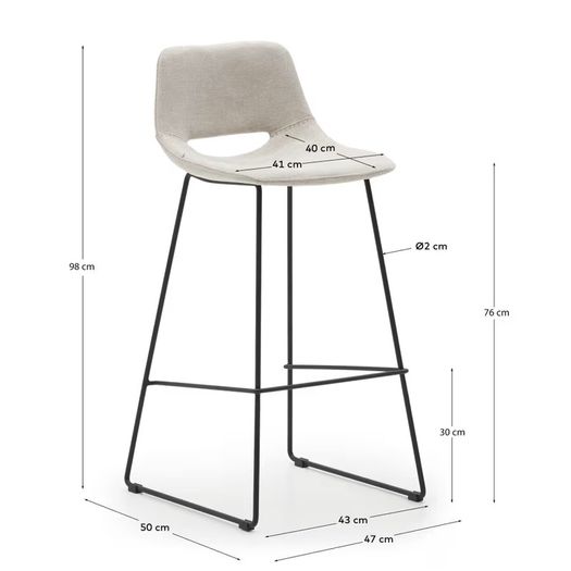 Set of 4 Kave Home Zahara Beige Bar Stools