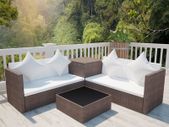 4 Piece Garden Lounge Set with Cushions Poly Rattan Brown
