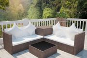 4 Piece Garden Lounge Set with Cushions Poly Rattan Brown
