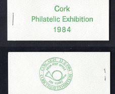 1984 Ireland Cork Philatelic Exhibition Booklet . Contains 6 X 1p & 2p Architecture Definitive Stamps & 3 X 22p Postman with bicycle Commemorate Stamps No 257