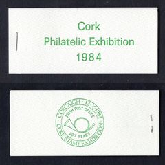 1984 Ireland Cork Philatelic Exhibition Booklet . Contains 6 X 1p & 2p Architecture Definitive Stamps & 3 X 22p Postman with bicycle Commemorate Stamps No 257
