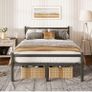 4ft6 Double Bed Frame with Headboard, Black Metal Bed Frame with Storage Image 2