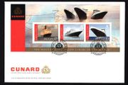 2008 Isle of Man Cunard Ocean Liners (Queen Elizabeth 2, Queen May 2 &amp; Queen Victoria) Commemorative Stamps Miniature Sheet First Day Cover (FDC)