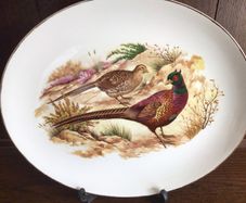 Vintage Staffordshire pottery  Medium Oval Meat platter Grouse and Pheasant Game theme
