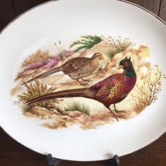 Vintage Staffordshire pottery  Medium Oval Meat platter Grouse and Pheasant Game theme