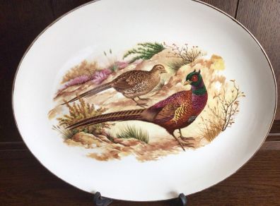 Vintage Staffordshire pottery  Medium Oval Meat platter Grouse and Pheasant Game theme