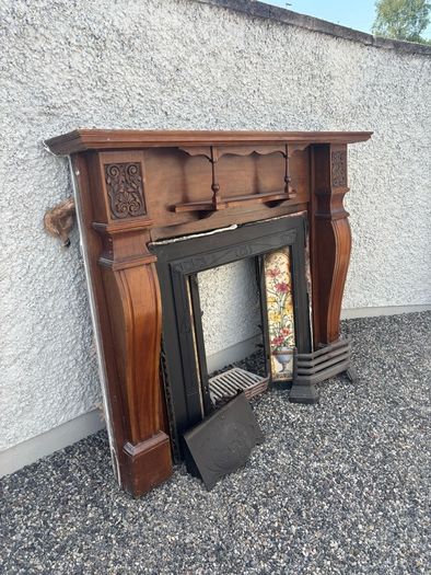 Fireplace Surround with Cast Iron Insert and Tiles