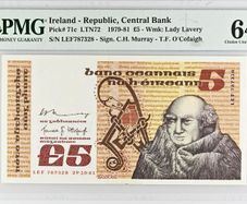 Ireland | 1981 | 5 Pounds | P.71c | Lef 787328 | Pmg Graded | Unc
