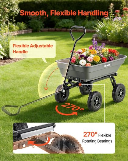 Garden Dump Cart 181kg - No-Flat Wheels