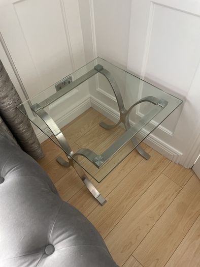 Glass coffee table & 2 side tables