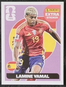 Lamine yamal extra sticker purple panini world cup 2026