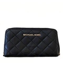 Authentic Michael Kors - Susannah - Quilted Soft Leather Zip Around Wallet - Black - RRP 140