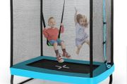 6FT Recreational Trampoline, 2-in-1 Kids Jumping Trampoline with Swing, Outdoor Fitness Bounce Trampoline for Children Adults