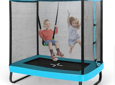 6FT Recreational Trampoline, 2-in-1 Kids Jumping Trampoline with Swing, Outdoor Fitness Bounce Trampoline for Children Adults