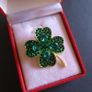 Lucky Clover Leaf Irish Brooch Green Shamrock Four Leaf Clover Crystal Pin Badge Image 7