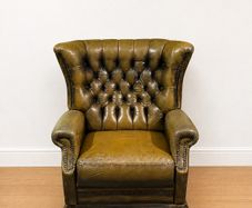 Vintage Leather Chesterfield Wingback Armchair Genuine Leather