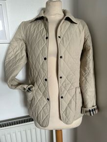 Beige Quilted Burberry Coat 16