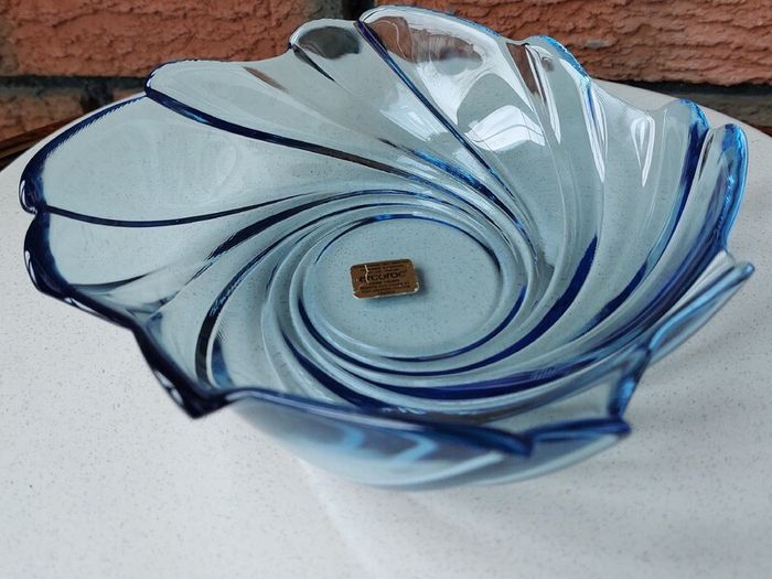 Vintage Arcoroc Ice Blue Scalloped Serving Bowl