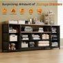 Tv Cabinet, Dresser for Bedroom with 11 Fabric Drawers, TV Stand with Power Socket for TVs up to 70 inch TV Units for Living Room, Bedroom, Rustic Brown Image 4