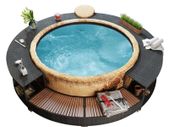Black Poly Rattan Spa Surround