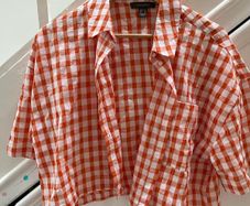Pennies short sleeve orange check shirt