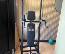 Multifunction power tower built in weight bench dip station