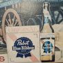 Large Vintage 1960s Pabst Blue Ribbon Framed Cardboard Advertising Showcard featuring a classic Beer horse-drawn delivery wagon Image 2