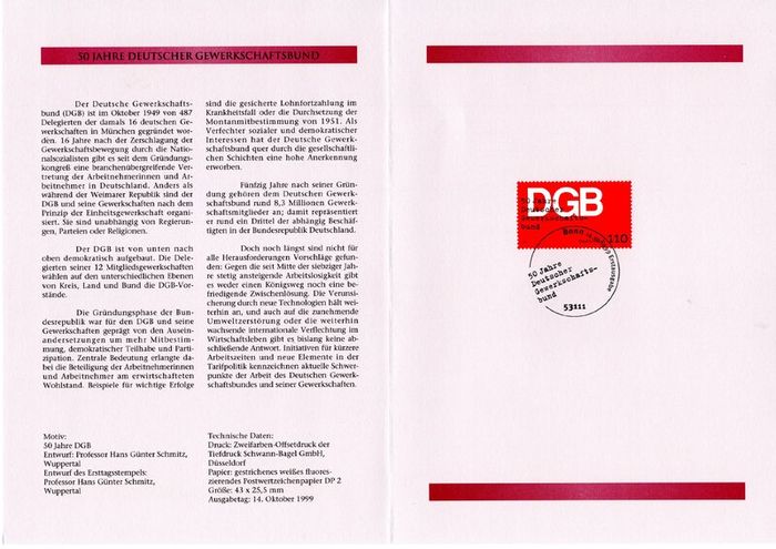 1999 Bundes Republic Deutschland (Germany) Federal Annual Stamp EFT Collection with 42 images of contents
