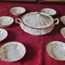 9 Piece Royal Albert Victoriana Rose Bone China Gold Gilt Lidded Tureen And Soup Bowls Set Made In England Image 3