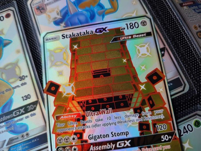 Stakataka GX ! Full Art ! Shiny Ultra Rare ! from Hidden Fates Set ! 2019 ! Pokemon Card !