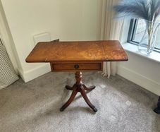 Burr walnut style drop leaf Pedestal Pembroke