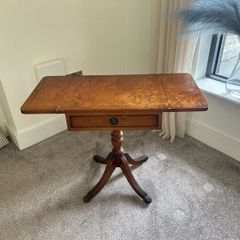 Burr walnut style drop leaf Pedestal Pembroke