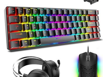T8 Gaming Keyboardmouseheadsetmouse Pad Combo 60 Percent Mini ...