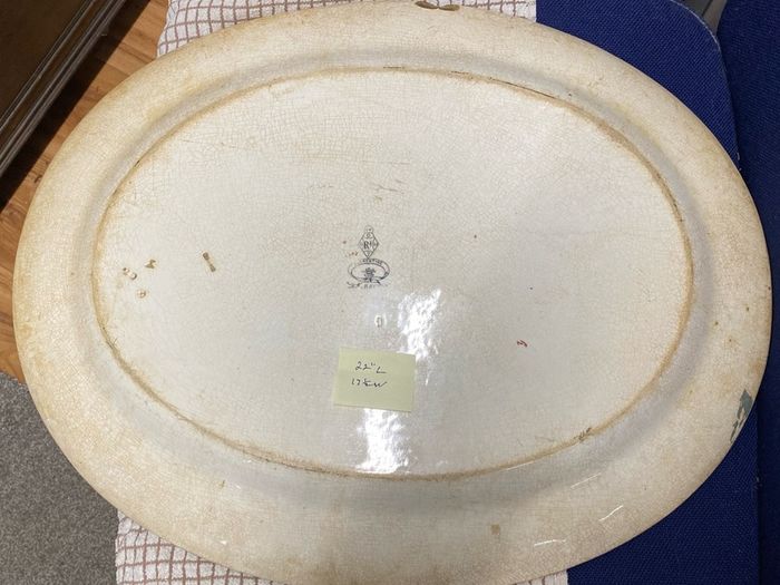 Antique Minton FLORENTINE Vegetable platter / Turkey Plate 1860 with some old chips underneath it