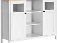 main image for ad _Sideboard Kitchen Cabinet with Doors Side Cabinet Glass Window 100 x 30 x 76.5 cm Cabinet for Living Room Dining Room Kitchen Hallway Office White