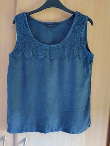 Embroidered dark blue vintage o.p.a. ladies top, never worn, size M.