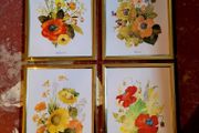 Vintage set of four brass framed botanicals