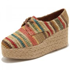 Jeffrey Campbell Hayes raffia leather wedges
