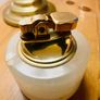 Vintage Azizoff of London Onyx Marble and Brass Table Lighter 60s or 70s Image 6