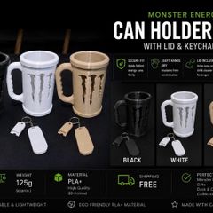 Monster Energy Can Holder Mug with Keychain | Gamer Desk Accessory