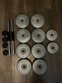 Dumbbells and york weight plates set