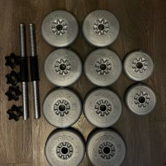 Dumbbells and york weight plates set