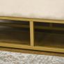 Storage Bench with Upholstered Seat, Decorative Button Tufting, Flannel Look, Gold-tone Steel Legs, 110 x 47 x 46.5 cm Image 3